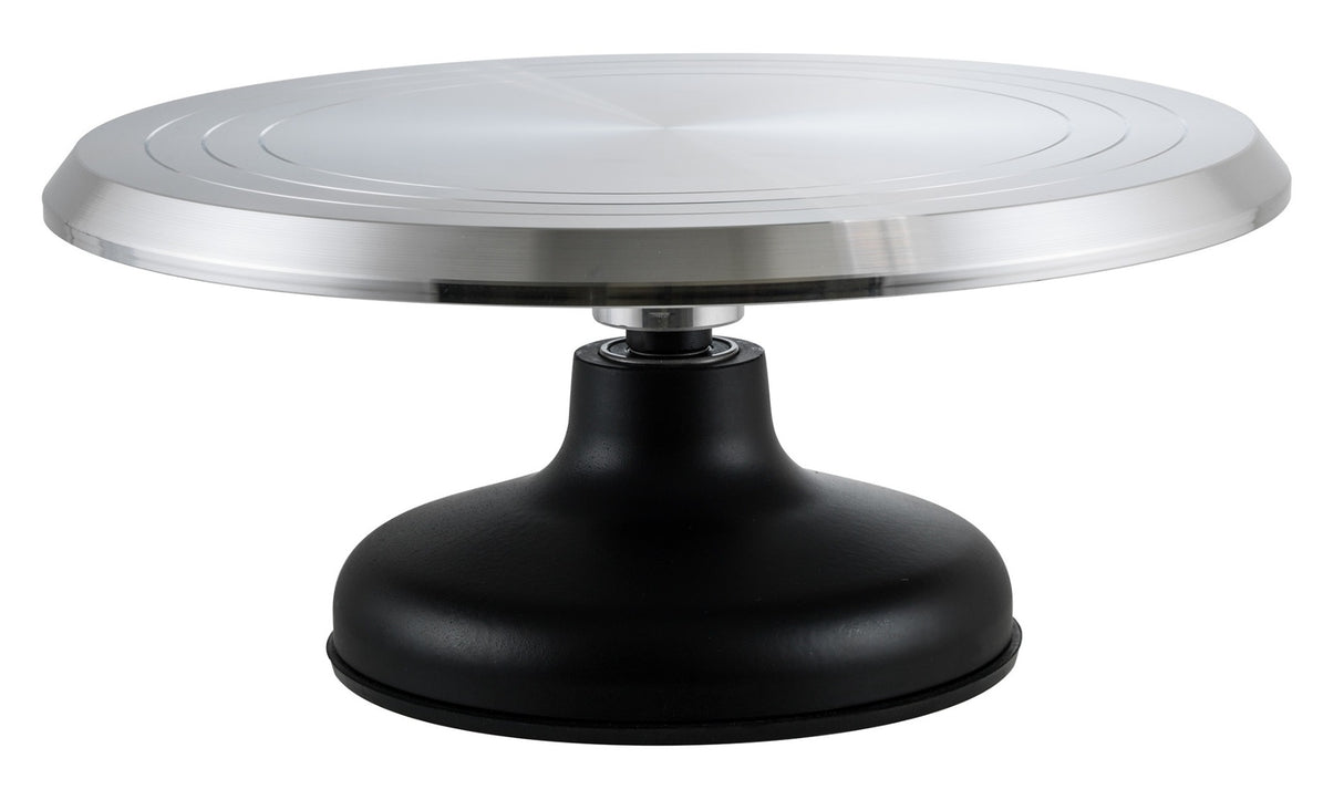 Winco CKSR-12 Aluminum Round Revolving Cake Decorating Stand with Cast Iron Base and Non-Slip Silicone Bottom 12" - 6/Case