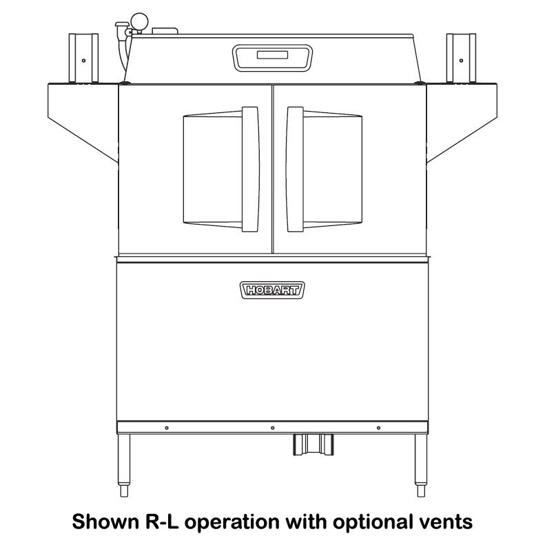 Hobart CL64EN-BASBU 2-Tank High Temp Conveyor Dishwasher w/o Booster - 342 racks/hr - 480v/3, 15 kW