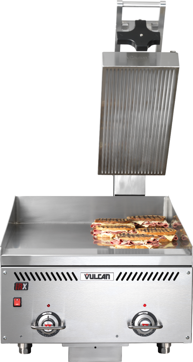 Vulcan VCCG24-AC Countertop Heavy Duty Natural Gas Griddle w/ 2 Atmospheric Burners & Rapid Recovery Composite Plate 24" - 60,000 BTU