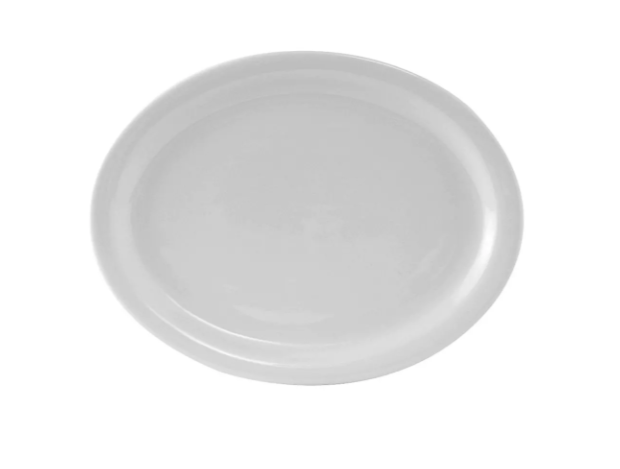 Tuxton CLH-132 13 1/8" x 10 1/8" Oval Colorado Platter - Ceramic, Porcelain White
