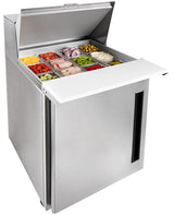 Traulsen Centerline CLPT-2708-SD-L 1-Section Left Hinged 1 Solid Door Compact Refrigerated Sandwich/Salad Prep Table with Roll-Top Lid 27" - Holds 8 (1/6) 4" deep pans (included) - 115v