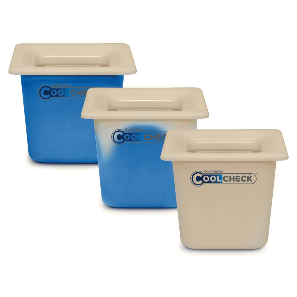 Carlisle CM1100C1402 Coldmaster Coolcheck Color Changing Plastic Food Pan 6" Deep - (1/1) Full Size - White/Blue