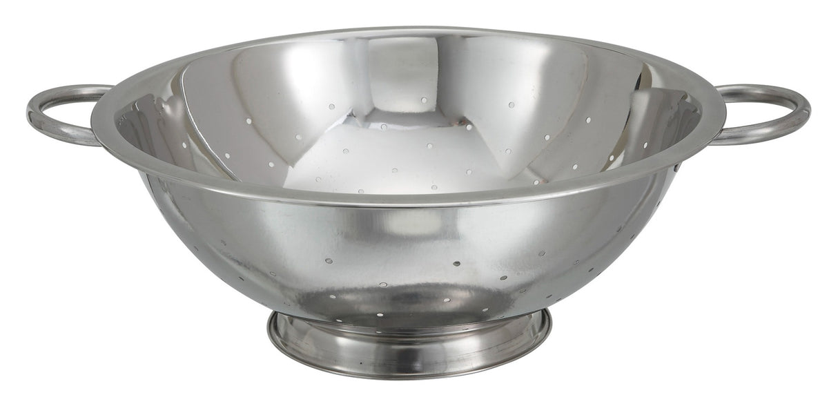 Winco COD-14 Stainless Steel Colander with Handles and Footed Base 14 qt. - 12/Case