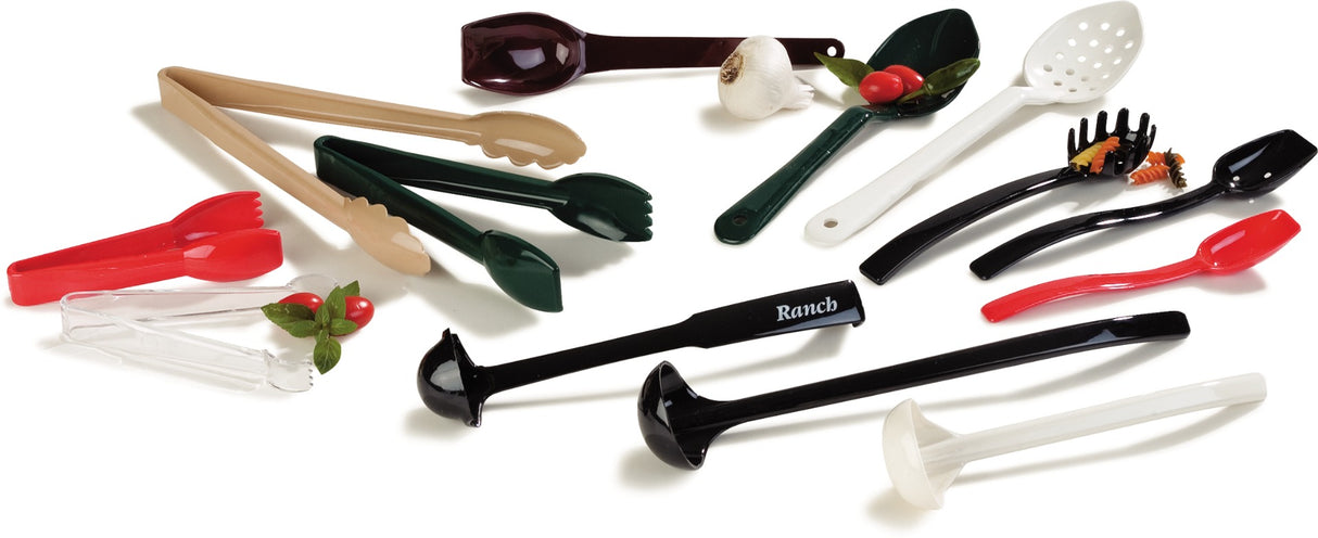 Carlisle 470903 Carly 1-Piece Plastic Scalloped Utility Tongs 9" - Black