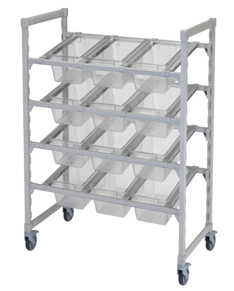 Cambro CPM244867FX1480 Mobile Flex Station Unit w/ (4) Open Shelves - Steel/Poly, Speckled Gray