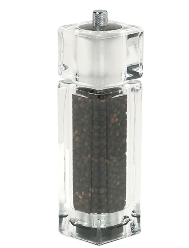 American Metalcraft CPM62 6 1/2"H Salt & Pepper Mill Set - Acrylic, Clear - 60ea/case
