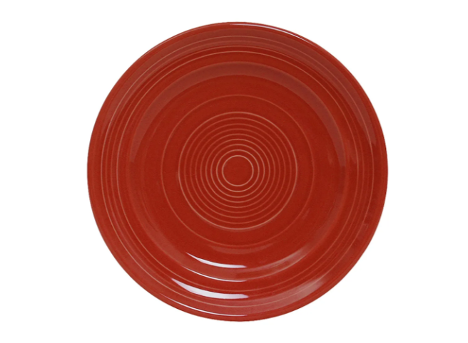 Tuxton CQA-090 9" Round Concentrix Plate - Ceramic, Cayenne - 2ea/Case