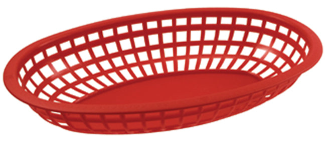 Bar Maid CR-654R Fast Food Plastic Oval Basket 9-1/2" x 5" - Red - 12/Case