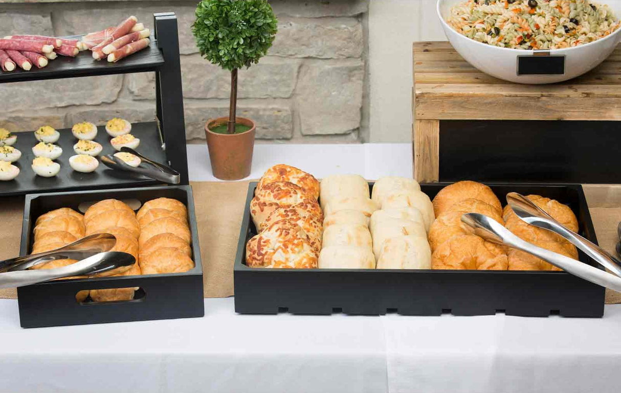 TableCraft CRATE12BK Gastro Half Size Painted Wood Serving / Display Crate 12-3/4" x 10-1/2" x 2-3/4"Deep - Black -  8/Case