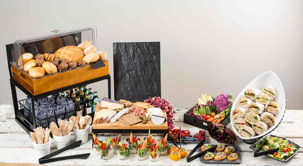 TableCraft CRATE12BK Gastro Half Size Painted Wood Serving / Display Crate 12-3/4" x 10-1/2" x 2-3/4"Deep - Black -  8/Case