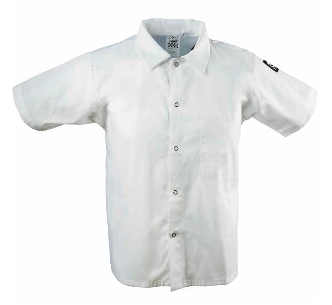 Chef Revival CS006WH-2X Unisex Poly/Cotton Short Sleeve Cook Shirt with Front Snaps and Chest Pocket - White - Size 2X-Large