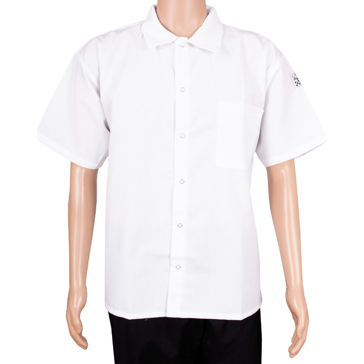 Chef Revival CS006WH-2X Unisex Poly/Cotton Short Sleeve Cook Shirt with Front Snaps and Chest Pocket - White - Size 2X-Large