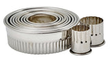 Winco CST-1 Stainless Steel 11-Piece Fluted Round Cookie Cutter Set with Storage Container - 48 Sets/Case