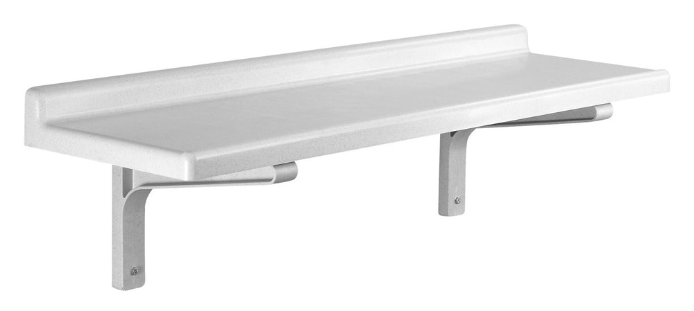 Cambro CSWS1848SK480 Camshelving Polypropylene Wall Mounted Solid Shelf with Backsplash 48"W x 18"D x 13-1/2"H - Speckled Gray
