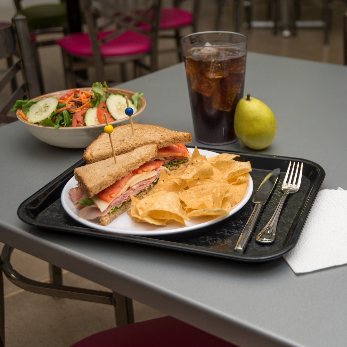 Carlisle CT101403 Cafe Polypropylene Fast Food Cafeteria Tray 11" x 14" - Black - 24/Case