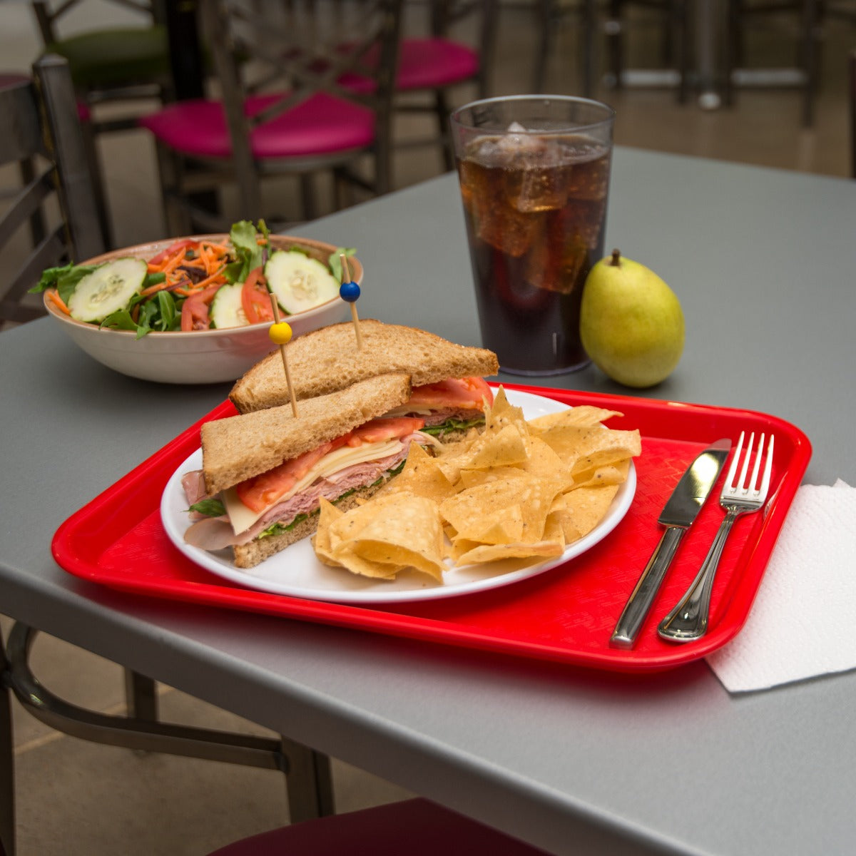 Carlisle CT101405 Cafeteria Tray 11X14 Red Polypropylene, 24ea/cs
