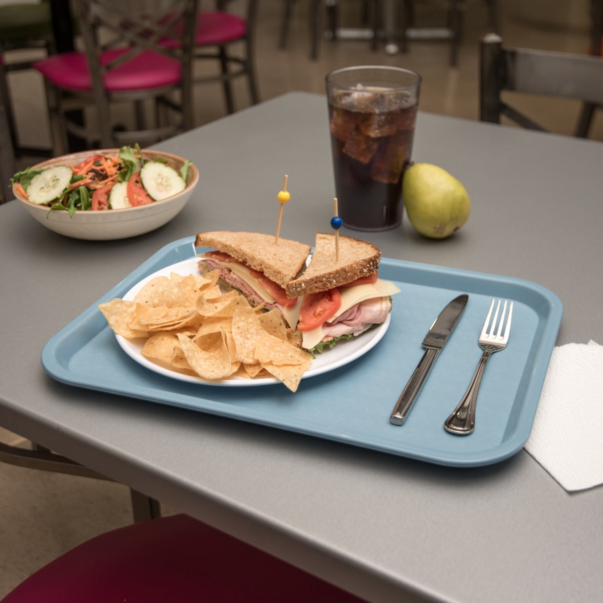 Carlisle CT121659 Cafe Polypropylene Fast Food Cafeteria Tray 12" x 16" - Slate Blue - 24/Case
