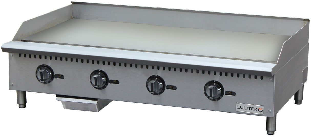 Culitek CULCTG48TNG SS-Series Countertop Natural Gas Griddle w/ 4 Burners and Thermostatic Controls 48" - 120,000 BTU