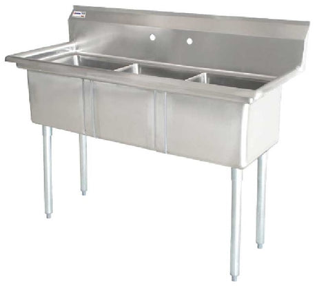 Culitek C3T101410 36 inch stainless steel 3-compartment sink with no drainboard