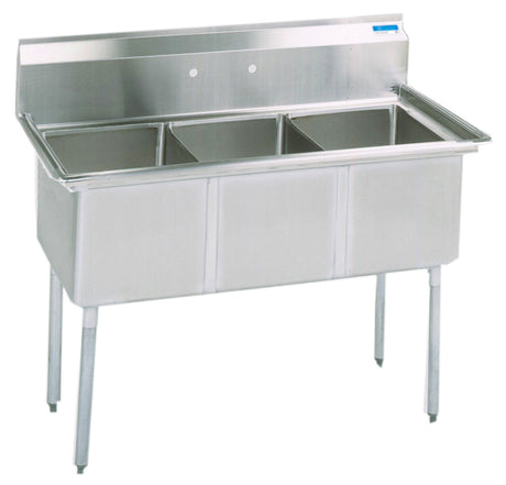 Culitek C3T242414 77 inch stainless steel 3-compartment sink with no drainboard