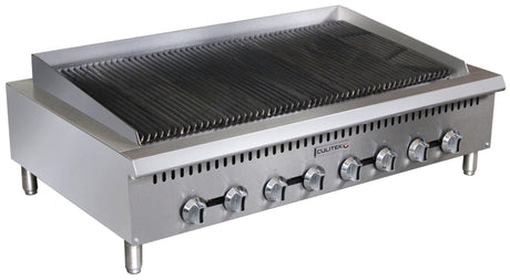 Culitek CULCTC48NG 48 inch countertop radiant natural gas charbroiler with eight burners and stainless steel construction