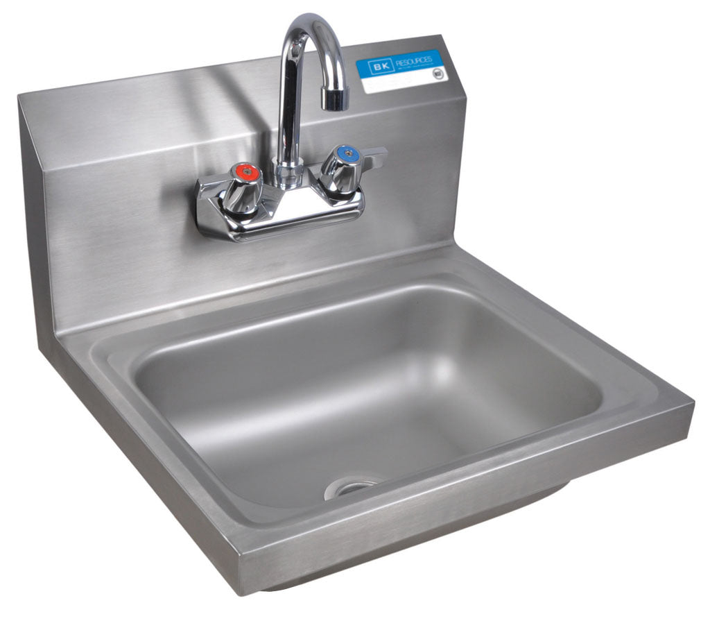 Culitek HS-17 stainless steel wall mount hand sink with splash mount faucet and 14 x 10 x 5 inch bowl