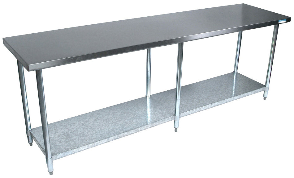 Culitek WT-3096-E 96 x 30 stainless steel work table with adjustable galvanized undershelf and legs