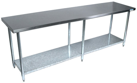 Culitek WT-3096-E 96 x 30 stainless steel work table with adjustable galvanized undershelf and legs