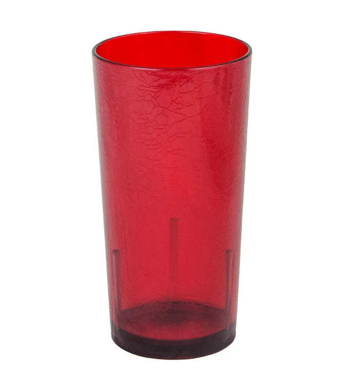 Cambro D24156 24 oz Ruby Red Crackled Plastic Tumbler