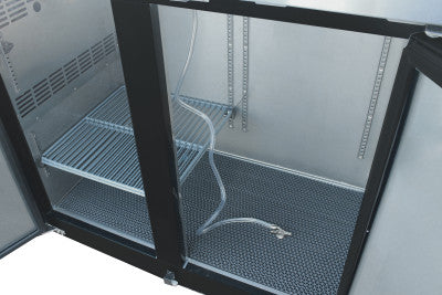 Migali C-DD72-3-HC Competitor Series Black 3 Solid Door 2 Single Tap Direct Draw Beer Cooler 72" - (3) 1/2 Keg Capacity