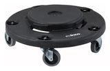 Winco DLR-18 Plastic Twist-On Round Trash Can Dolly with Raised Center 18" - Black - 400 lb Capacity