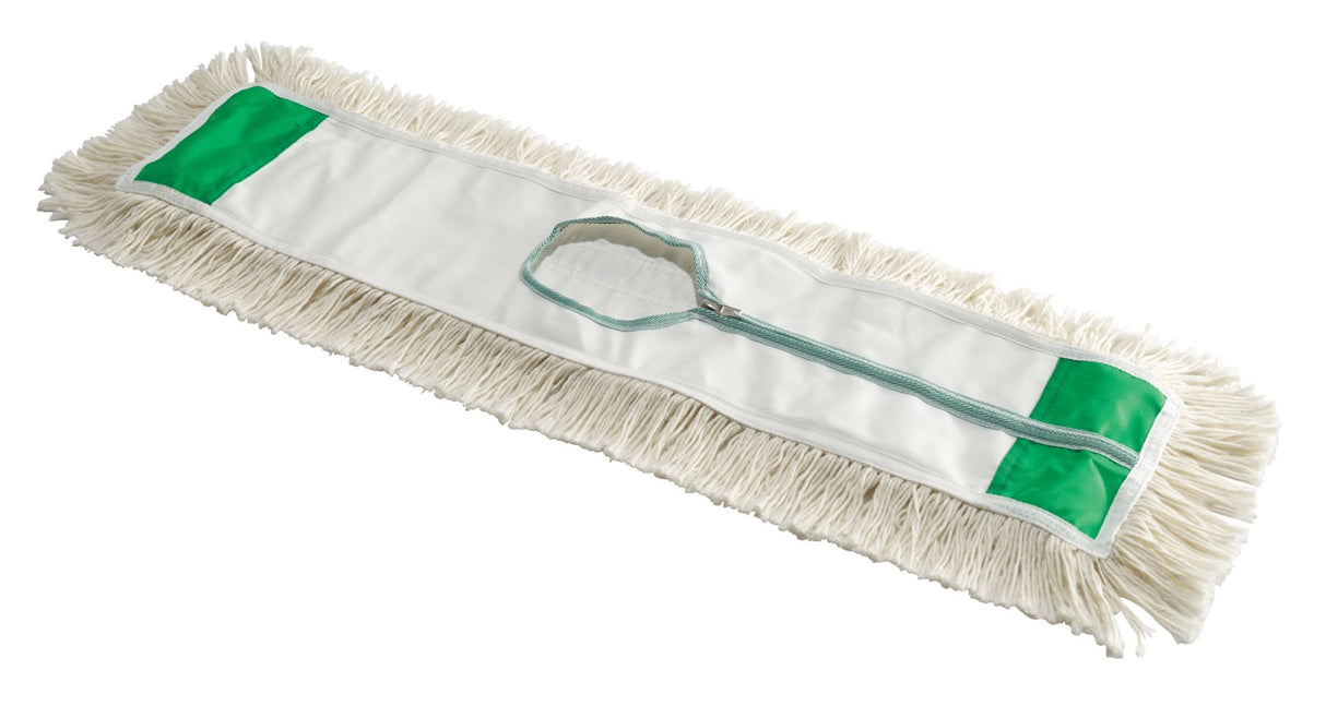Winco DM-24H Replacement Cotton Cut-End Yarn Dust Mop Head with Zipper Closure 24" x 5" - White - 24/Case