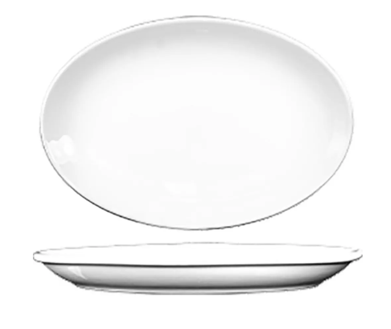 International Tableware TN-14/DO-14 13 1/4" x 9 7/8" Oval Torino Platter - Porcelain, European White
