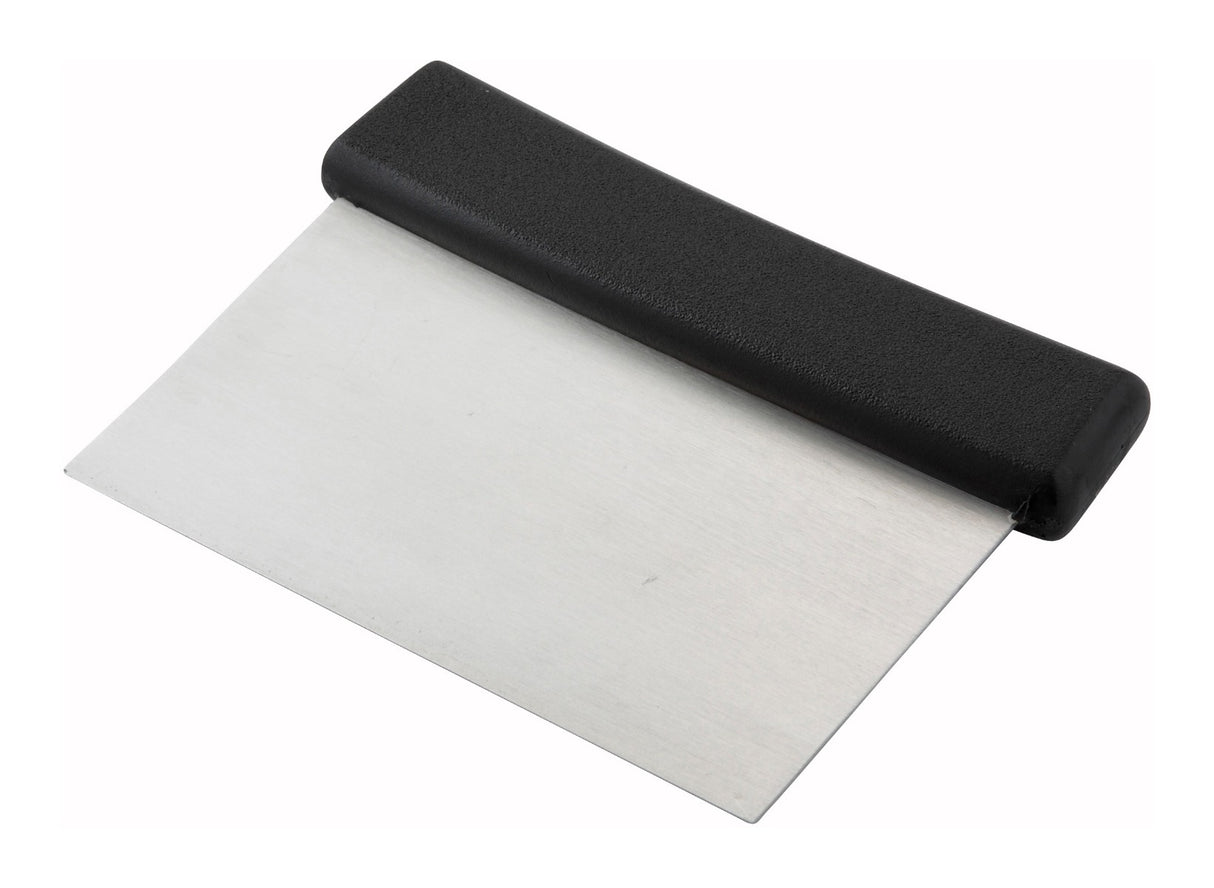 Winco DSC-2 Stainless Steel Dough Scraper with Black Plastic Handle 6" x 3" - 72/Case