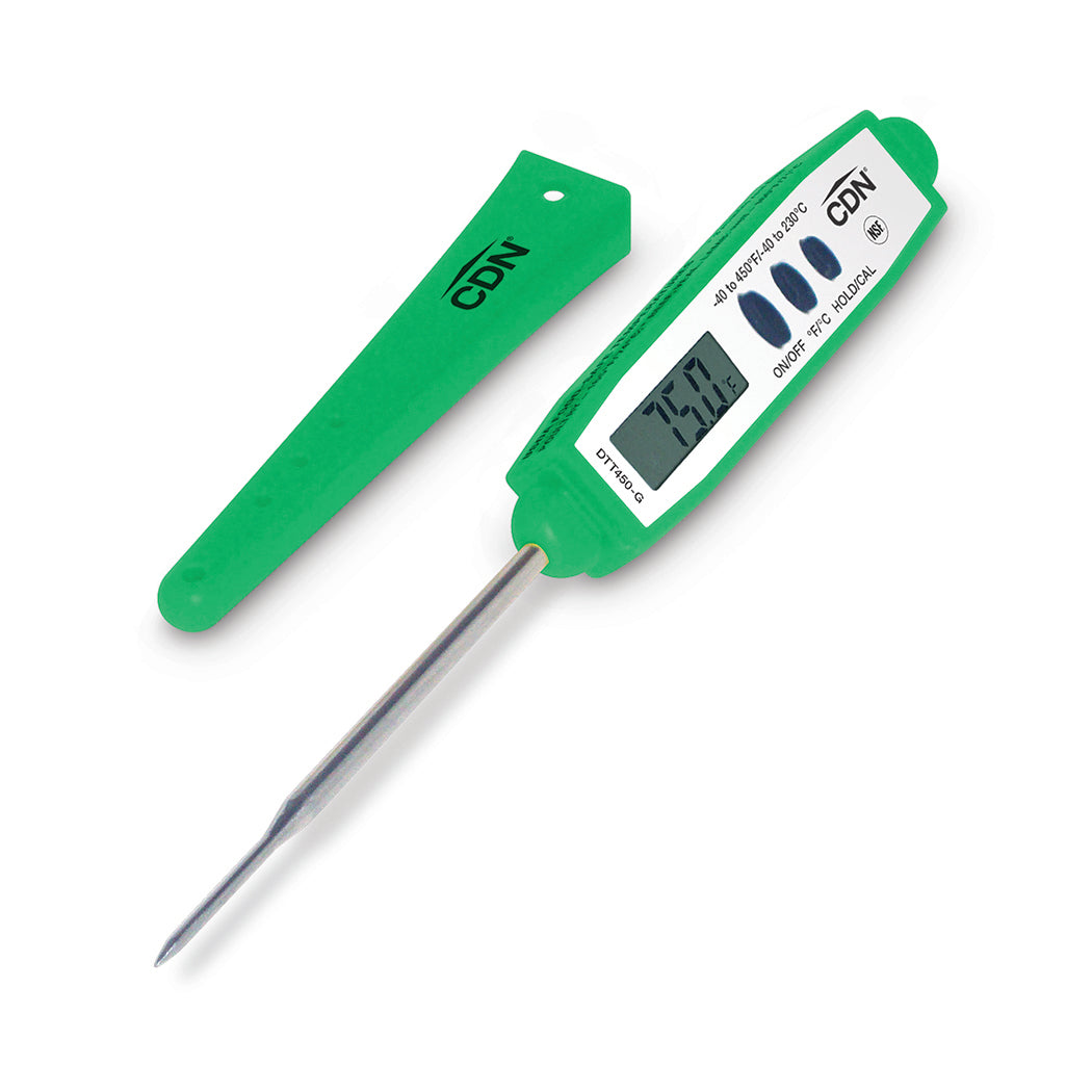 CDN DTT450-G Waterproof Thin Tip Digital Probe / Pocket Thermometer with 2-3/4" Stem - Green - -40 to 450 Degrees F