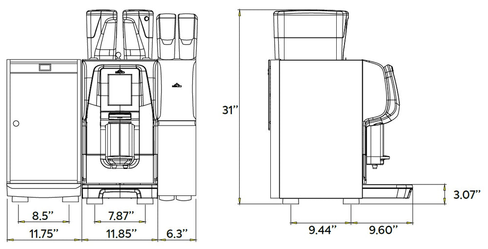 Used Egro USA EGRO ONE-TOUCH TOP MILK XP Super-Automatic Espresso Coffee Machine with a KS9 Countertop Single Gallon Milk Fridge and a Powder Module 30"W x23"D x 31"H - 220v
