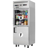 Everest Refrigeration EGSDH2 1-Section One Glass/One Solid Half Door Reach-In Dual Temp Refrigerator/Freezer Combo 30" - 115V