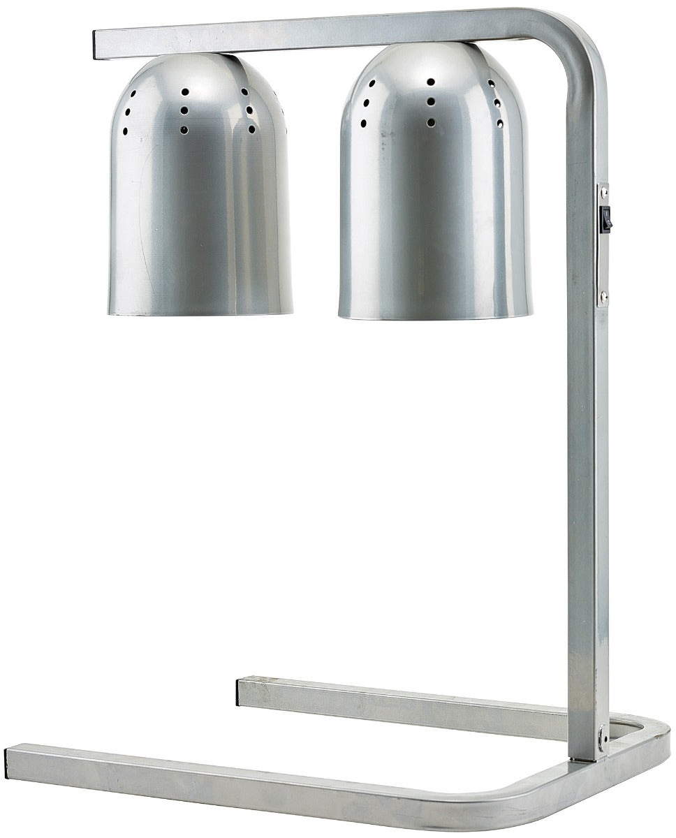 Winco EHL-2C Freestanding Infrared Twin Bulb Heat Lamp Food Warmer with Adjustable U-Shaped Stand 19-3/4"L x 14"W x 28-5/8"H - Silver - 120v