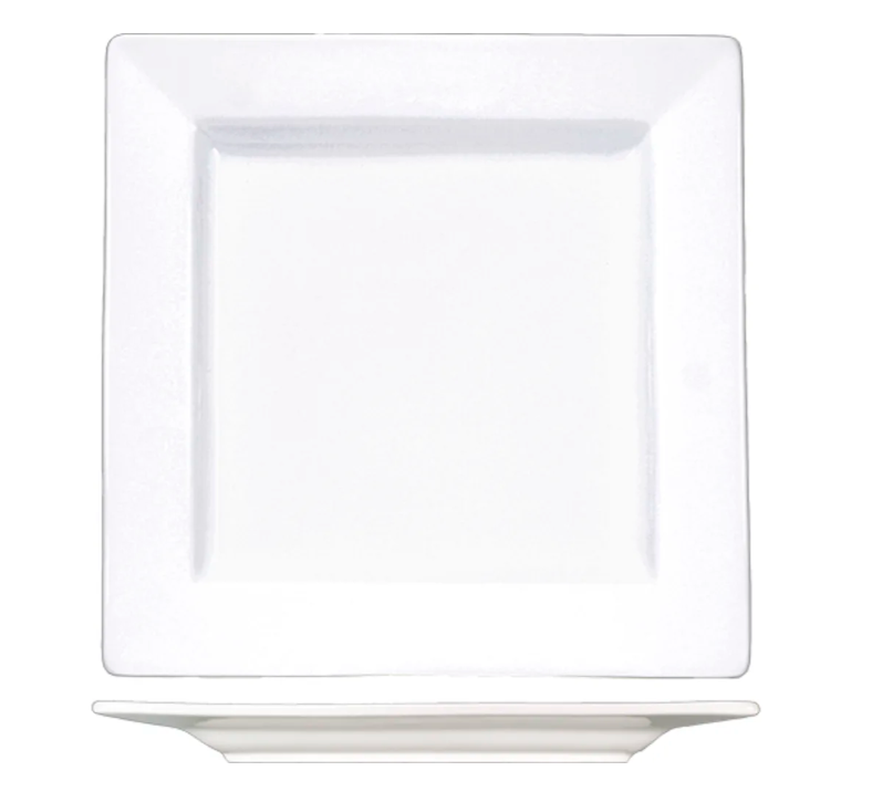 International Tableware EL-10 10 3/4" Square Elite Plate - Porcelain, Bright White