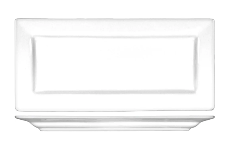 International Tableware EL-14 14" x 7" Rectangular Elite Platter - Porcelain, Bright White
