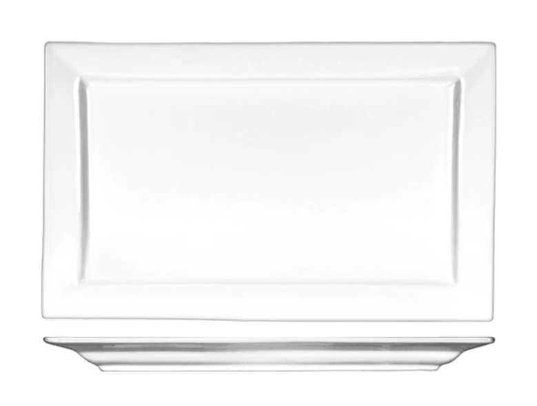 International Tableware EL-16 9 7/8" x 6" Rectangular Elite Platter - Porcelain, Bright White