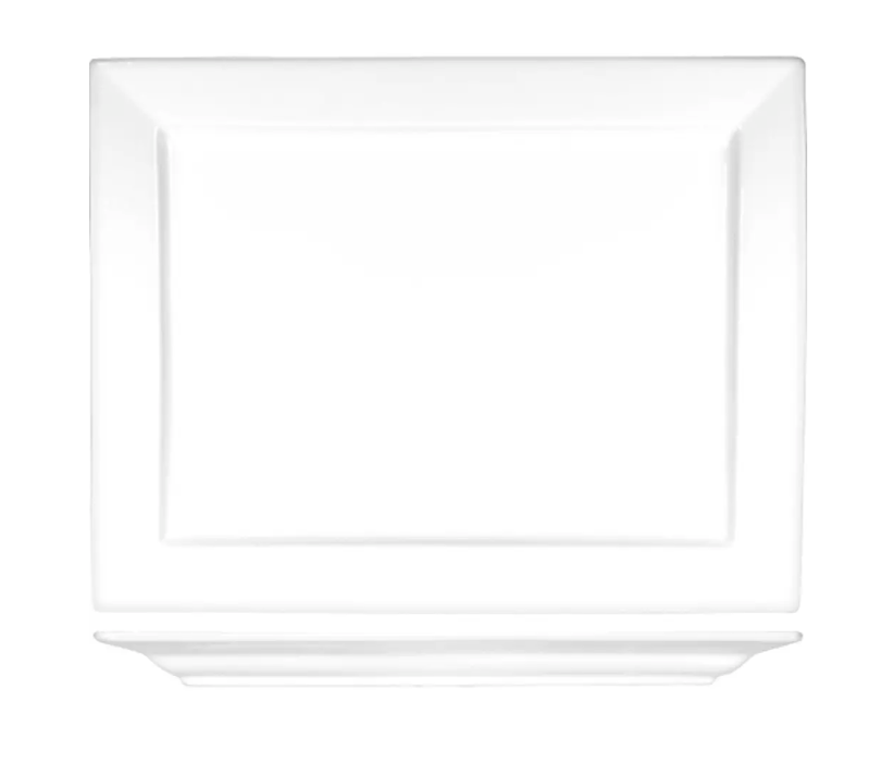 International Tableware EL-25 14" x 10 7/8" Rectangular Elite Platter - Porcelain, Bright White
