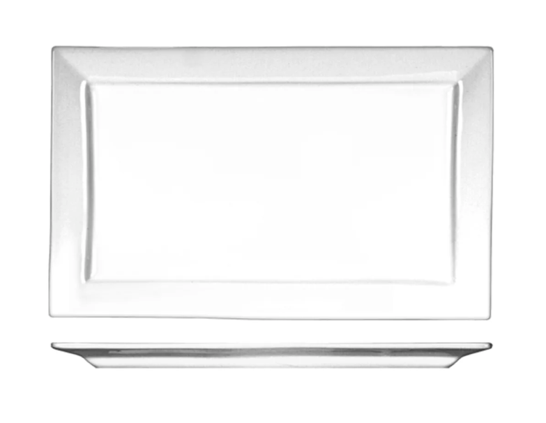 International Tableware EL-27 11" x 6 3/4" Rectangular Elite Platter - Porcelain, Bright White