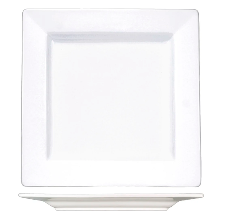 International Tableware EL-40 12" Square Elite Plate - Porcelain, Bright White