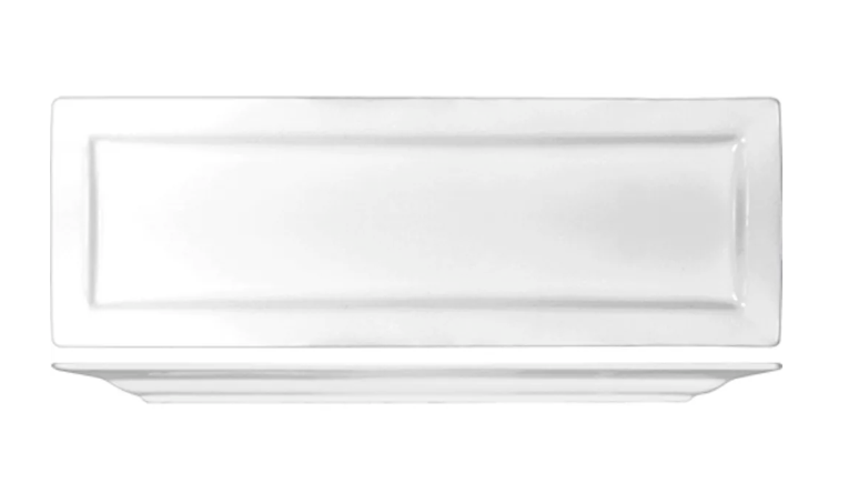 International Tableware EL-50 16 1/8" x 5 1/2" Rectangular Elite Platter - Porcelain, Bright White