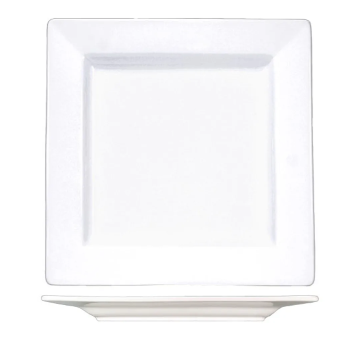 International Tableware EL-9 9 1/8" Square Elite Plate - Porcelain, Bright White