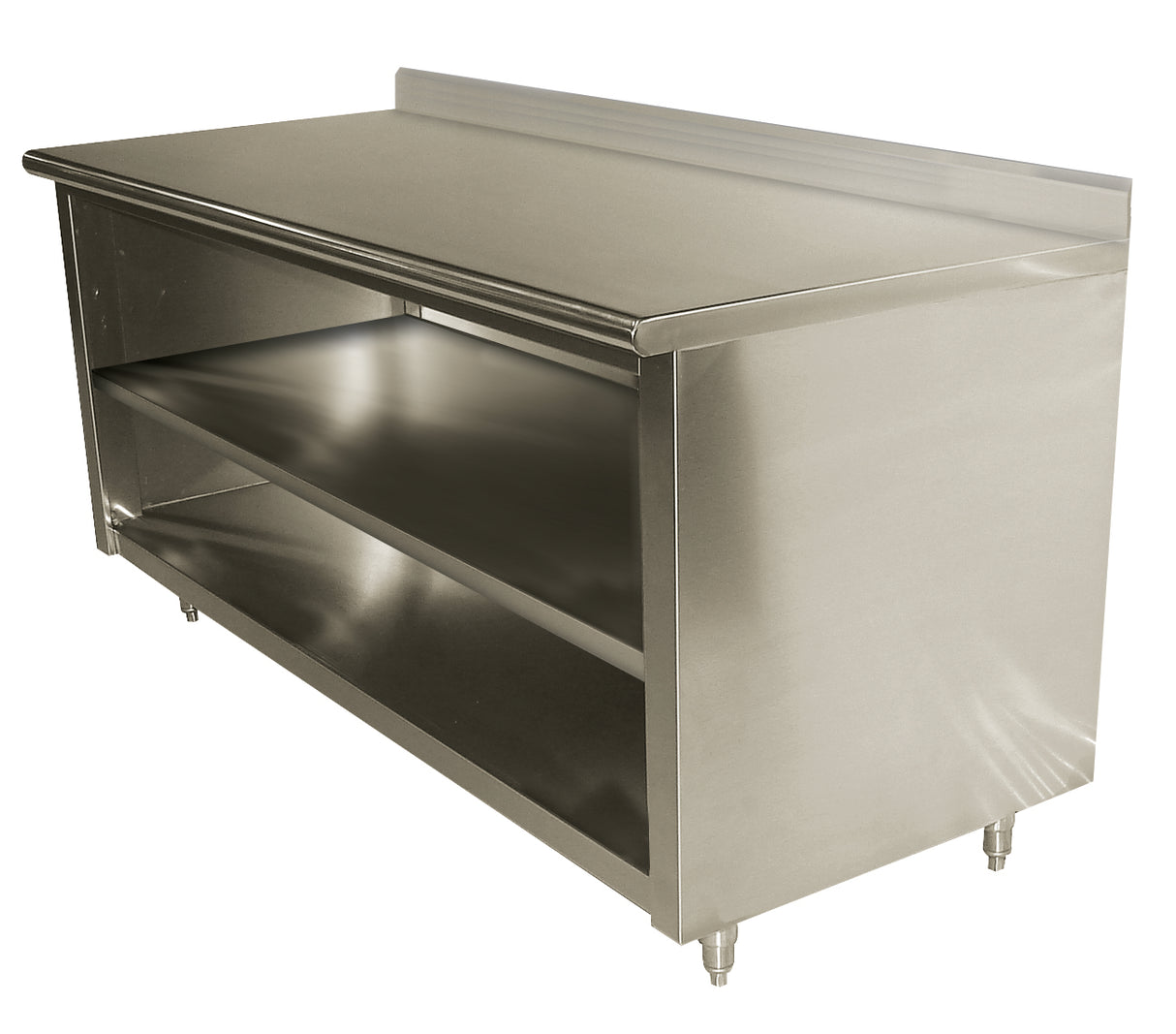 Advance Tabco EK-SS-303M Stainless Steel Open Front Style Enclosed Base Work Table with Midshelf 36"