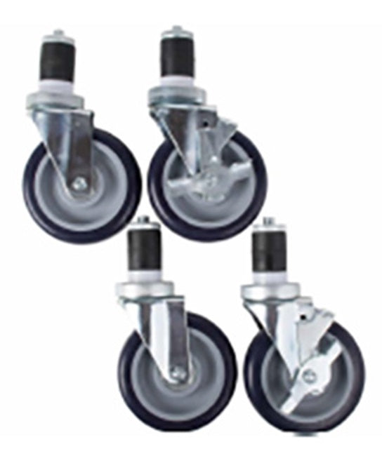 Adcraft ES-1 Swivel Stem Casters 4" - for Work Tables and Equipment Stands - 4/set (2 w/ Brakes)