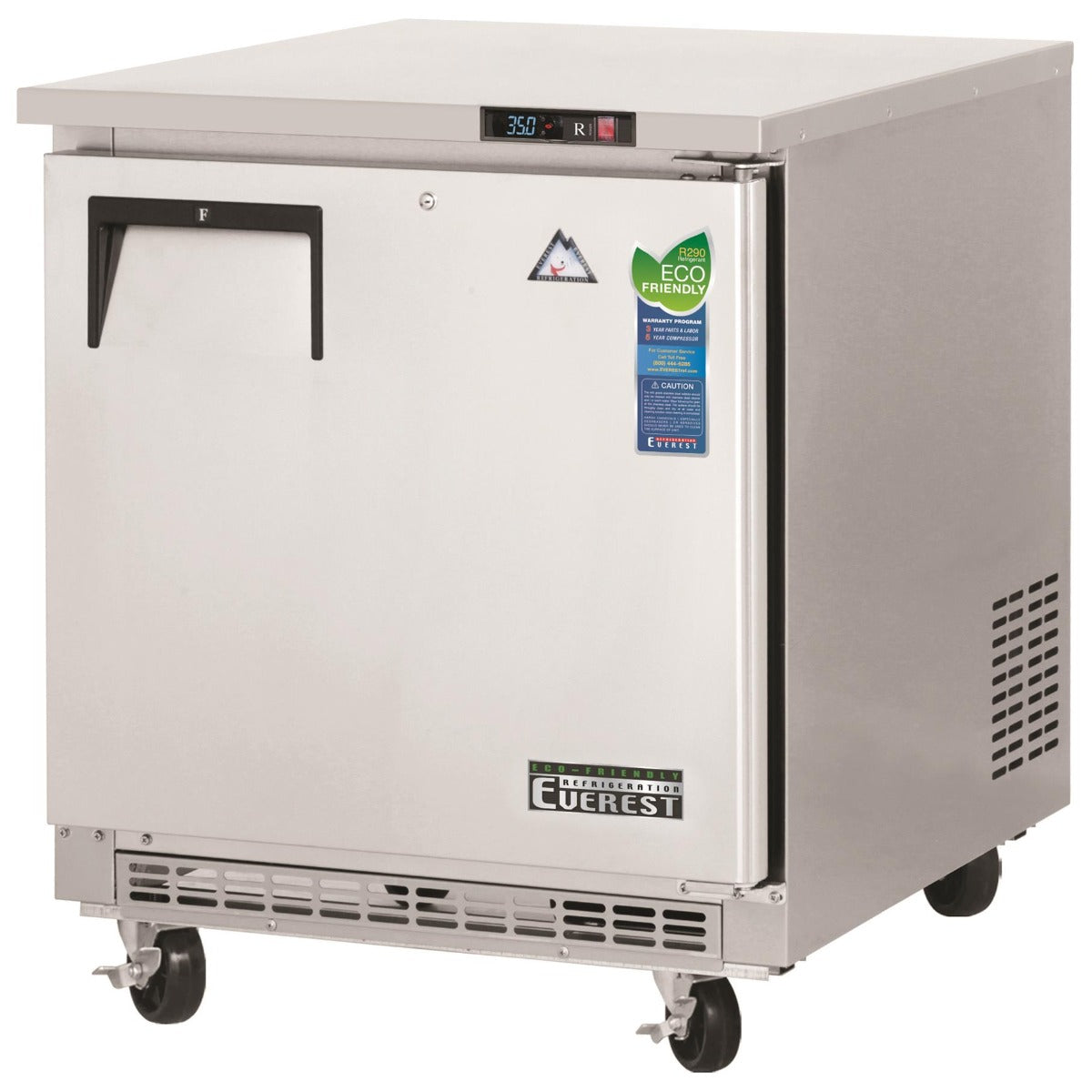 Everest Refrigeration ETBR1 1-Section 1 Solid Door Back Mount Undercounter Refrigerator 28" - 115V
