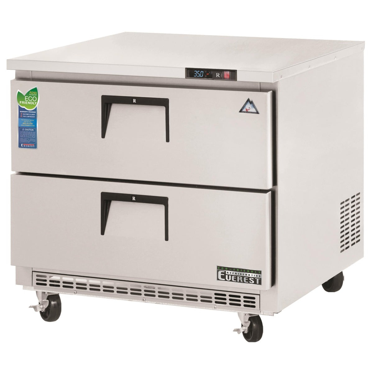 Everest Refrigeration ETBSR2-D2 1-Section 2 Drawer Back Mounted Undercounter Refrigerator 36" - 115v